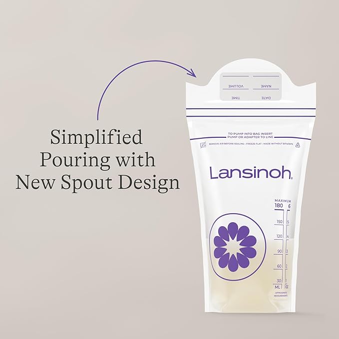 Lansinoh Breastmilk Storage Bags, 50 Count, Baby Essentials, Fast Freeze & Thaw Breast Milk Bags for Baby Bottle Feeding, Strength & Stretch, 6 Ounce