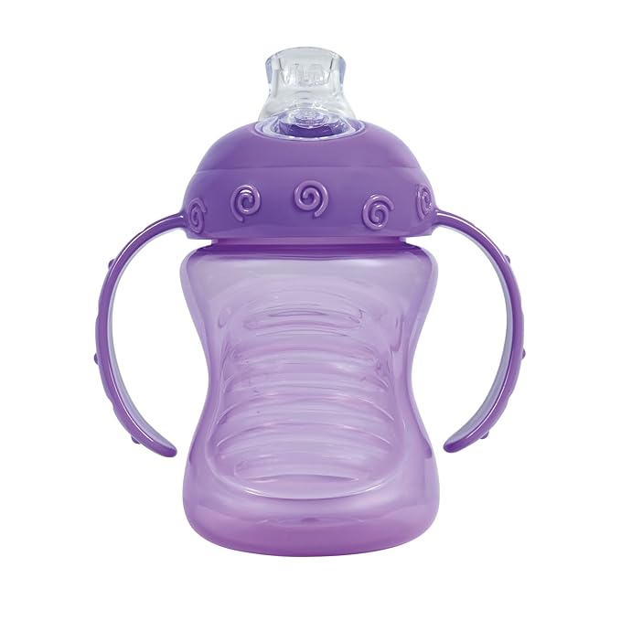 Nuby 3-Pack Two-Handle No-Spill Super Spout Grip N' Sip Cup, 8oz, 3 PK - Coral, Pink, Purple