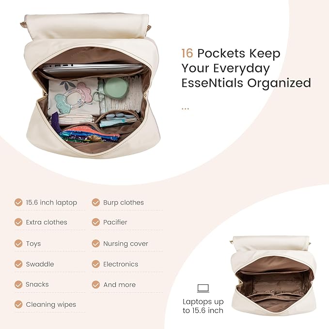 LOVEVOOK Diaper Bag Backpack, Baby Travel Bags for Boys & Girl, Toddler Waterproof Diaper Bag w/Changing Pad (Khaki, 15.6''-Small)