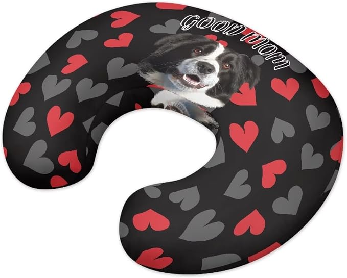 Cute Nursing Pillow Cover for Breastfeeding Pillow,Dog Love Pattern Soft Feeding Pillow Slipcover Fits Standard Infant Nursing Pillow or Positioner for Boys and Girls Light Black (Cove Only)