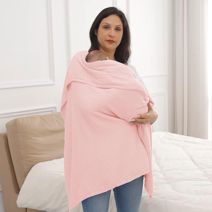 36??X 40??Inches Cooling Baby Waffle Weave Blanket, Ultra-Soft Lightweight Receiving Blanket for Newborn, Breathable Comfortable Baby Swaddle Blanket for Boys and Girls(Lemonade)