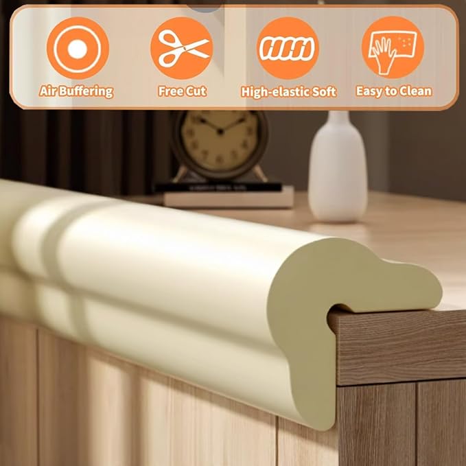 Edge Protector for Baby, Desk Edge Cushion, Baby Proofing Edge Corner Protectors Self Adhesive Furniture Corner Guard Bumper for Table, Fireplace (Gray, 6.56ft)