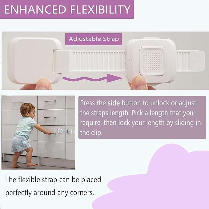 Upgraded No Drill Adhesive Furniture Anchor, Adjustable Anti Tip Furniture Wall Straps for Baby Proofing & Pets, 2Pack