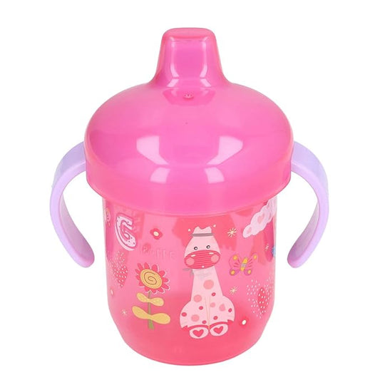 Keenso Sippy Cup, Infant Sippy Cup Portable Cartoon Animal Pattern Baby Spill Proof Trainer Cup Birthday Gift 260ml (Rose Red 260ml) Feeding Cups/Learning Cups