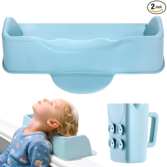 Hair Washing Station for Kids, Portable Silicone Hair Washing Basin for Sink & Bathtub, Tear-Free Shampoo Bowl with Rinse Cup,Make Wash Day Much Easier