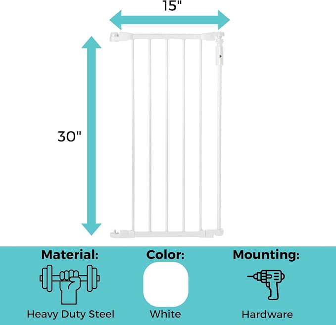 Toddleroo by North States - 6-Bar Extension for Deluxe Décor Gate: 15 Inch Baby Gate Extension - Add Up to 6 Extenders - White