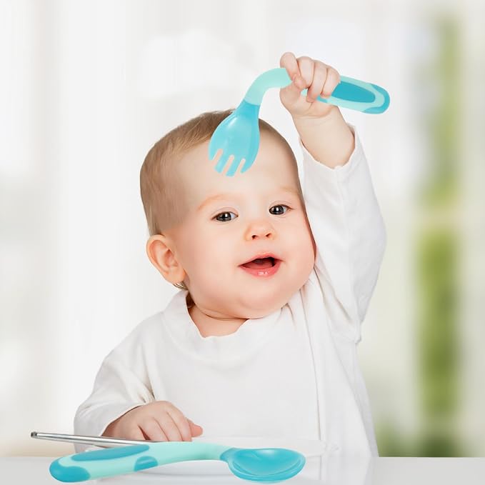 Boys and Girls Utensil Set Boy Girl Spoon and Fork Self-feeding Left-handed Stainless Steel Design