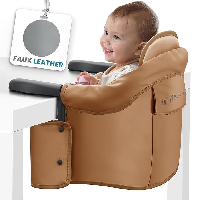 Elegant Faux Leather Hook On High Chair for Table - Clip On High Chair to Table, Portable High Chair for Travel, High Chairs for Babies - Table High Chair, Clip On High Chair That Attaches to Table