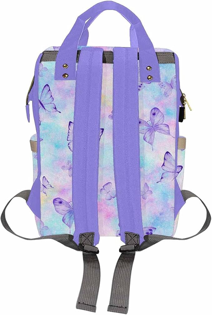 Custom Baby Bag Shoulders Bag Personalized Diaper Bags Mommy Daypack Customized Backpack Multifunction Mommy Diaper Bag Personalized Name Bag, Rainbow Butterflies