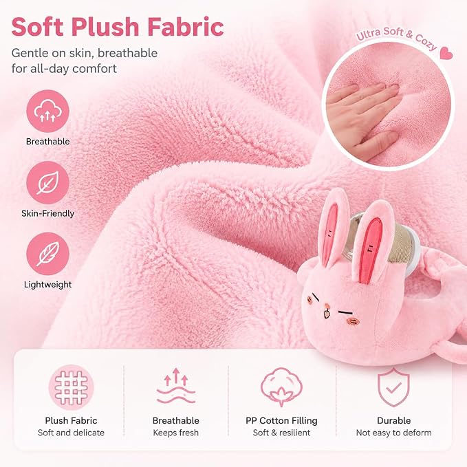 New Bottle Holder Pillow Plush for Self Feeding, Hands Free Feeding Nursing Assistant, Ergonomic Support Cushion, Soft Animal Cover Protector, Machine Washable (Pink Rabbit)