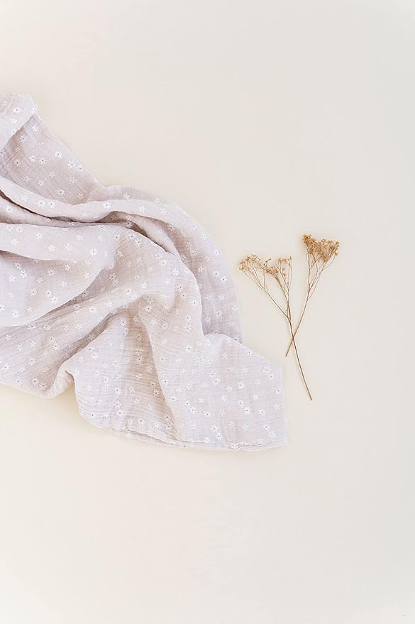 Ely's & Co. Cotton Muslin Swaddle Blanket 1-Pack ??100% Cotton Muslin Extra-Large Swaddle Blankets (47??x 47?? Printed (Pink Ditsy Flower)