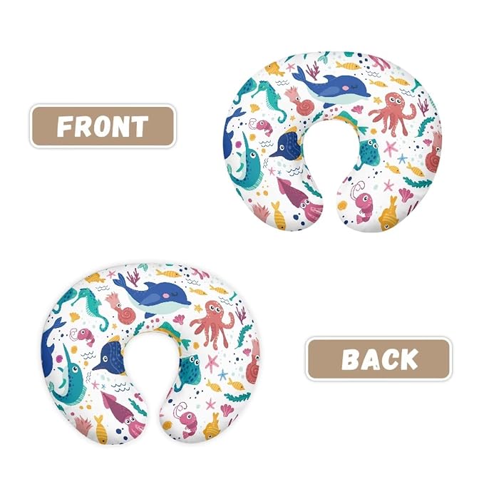 Cartoon Ocean Nursing Pillow Cover Slipcover, Breastfeeding Newborn Infant Feeding Cushion Cover Pillow Slipcovers for Breastfeeding Moms