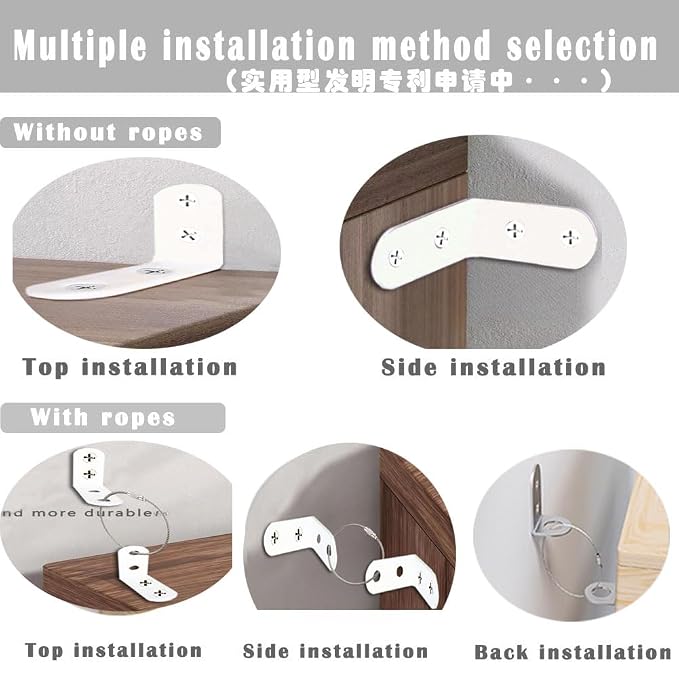 Furniture Anchors Securing 400lbs,Wall Anchor Earthquake Straps Prevent Baby Pet from Falling Furniture (White, 2 in)