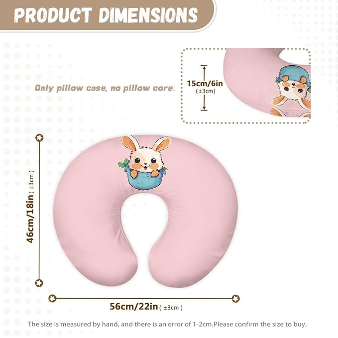 Rabbit Pink Nursing Pillow Slipcover Sleeve, Breathable & Skin-Friendly Nursing Pillow Cover for Breastfeeding Mom, Pillow Not Included
