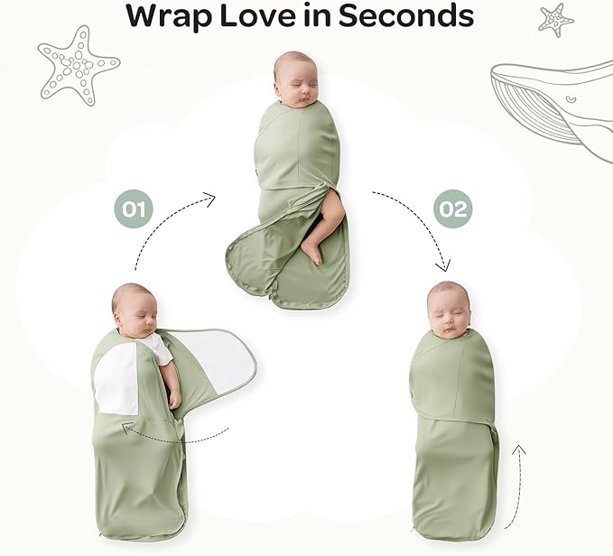 Momcozy Swaddles for Newborns, Quiet Fastener Swaddle Suitable for Infant 0-3 Months, New-Parent-Friendly Sleep Sack, Reduce Startle Reflex, Newborn Boys Girls Registry Essentials, 2-Pack, Meadow