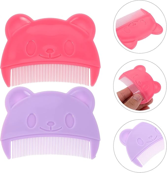 Toyvian Bear Shaped Baby Hair Comb Set - Infant Scalp Brush for Newborn Cradle Cap and Dandruff Removal Gentle Hair Care Comb for Boys and Girls Compact Baby Grooming Tool for Home and Travel