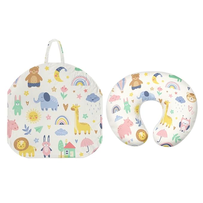 Cute Nursing Pillow & Baby Lounger Cover Set for Newborn Baby, Soft Polyester Slipcover for Breastfeeding and Bottle Feeding, Fits Standard Infant Nursing Pillows and Loungers, Elephant