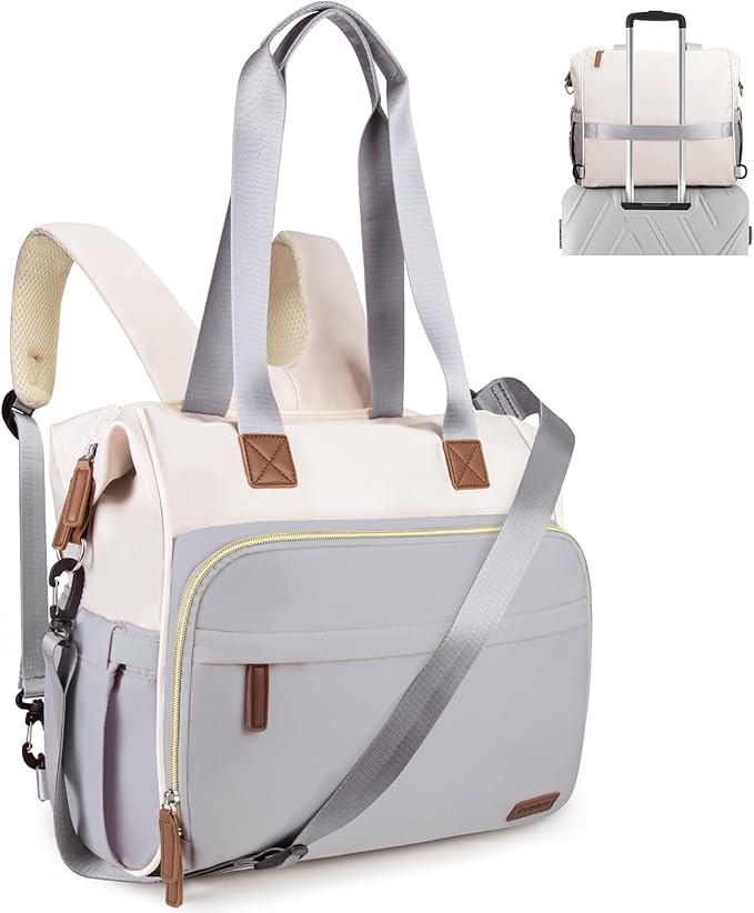Pripher Diaper Bag Backpack Mommy Bag Large Capacity Diaper Backpack Travel Essential Baby Diaper Bag for Mom and Dad, Blue & Beige