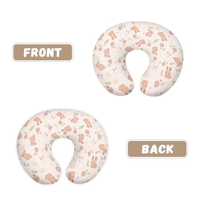 Rabbit and Flower Nursing Pillow Cover for Baby Boy Girl Ultra Soft Comfortable Newborn Nursing Pillow Case Baby Essentials