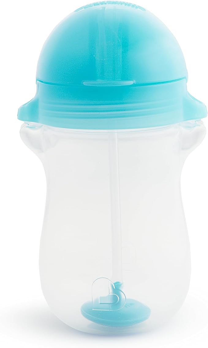 Munchkin Straw Cups, 10 Ounce, Weighted, Click Lock Lid | 4 Pack | Blue/Green | Toddler | Any Angle