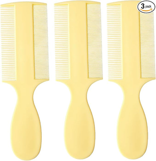Vakly Fine Tooth Comb (3 Pack) – Double-Sided Baby Comb with Handle, Extra Fine Lice & Dandruff Comb for Cradle Cap, Newborns, Toddlers & Adults