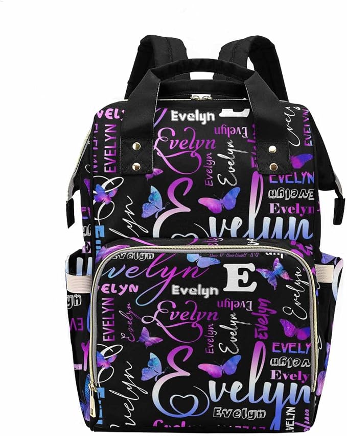 M YESCUSTOM Custom Diaper Bag Backpack for Girls Boys Large Capacity with Pockets Personalized Baby Diaper Bags for Mom Waterproof Nappy Baby Bag with Name Mothers Day Gift Black Red Heart