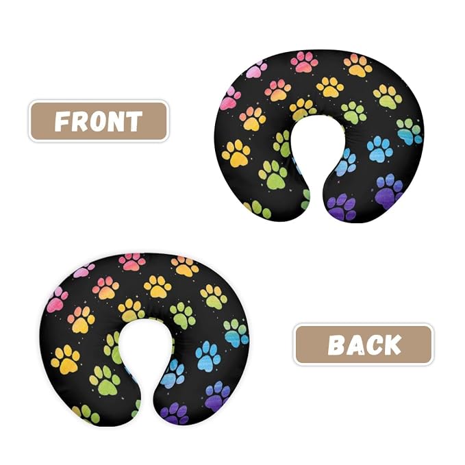 Forchrinse Rainbow Dog Paw Print Nursing Pillow Cover for Baby Girls Boys,Soft Stretch Nursing Pillow Cover Slipcover for Breastfeeding