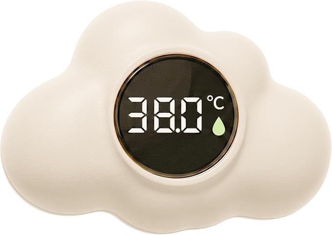 Bath Water Thermometer, Digital Baby Bath Thermometer, 3-Color Temperature Alert Floating Cloud Shape for Newborns, Beige, Water, Baby