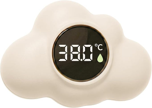 Bath Water Thermometer, Digital Baby Bath Thermometer, 3-Color Temperature Alert Floating Cloud Shape for Newborns, Beige, Water, Baby