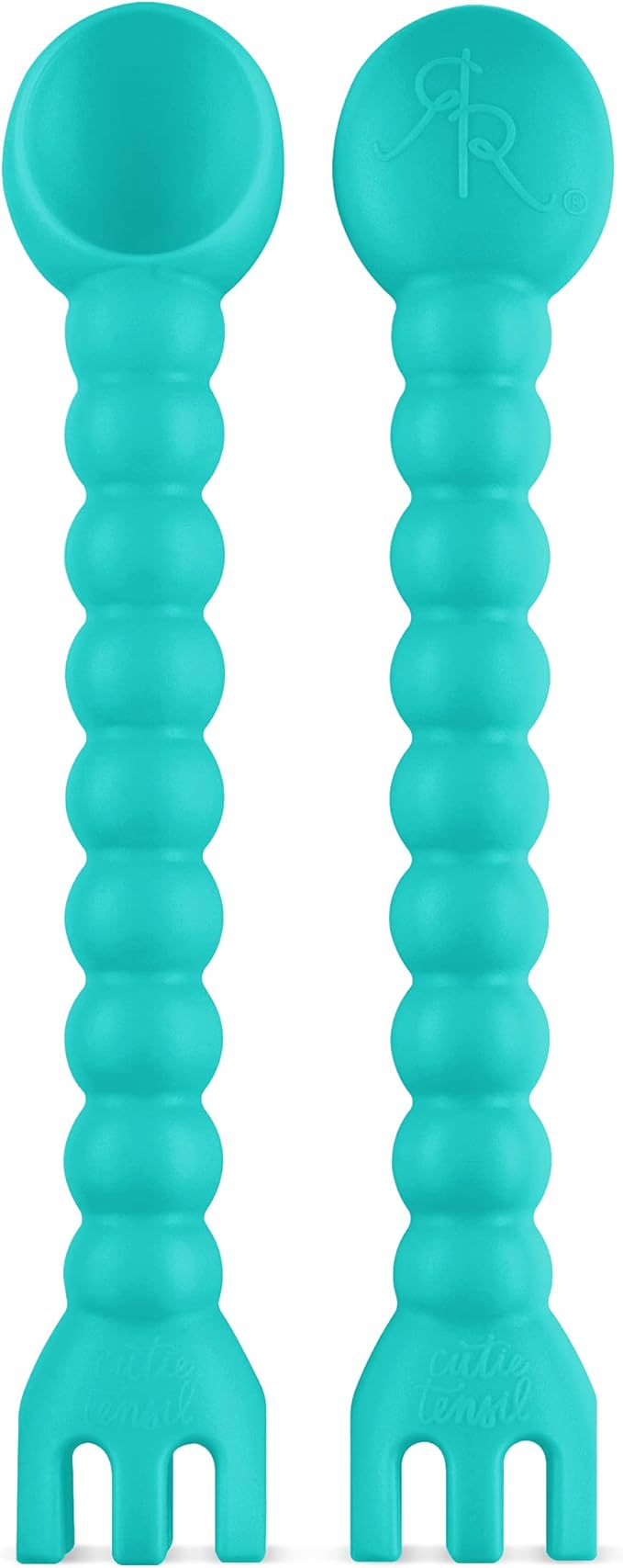 Ryan & Rose Cutie Tensils Baby Spoon and Fork [2 Pack] (Turquoise)
