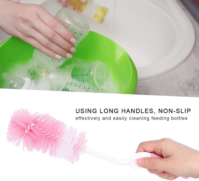 5PCS Baby Bottle Brush Set, Portable Sponge Bottle Brush Travel Kit Baby Children Cleaning Brush Sponge Set for Straw Feeding Bottle
