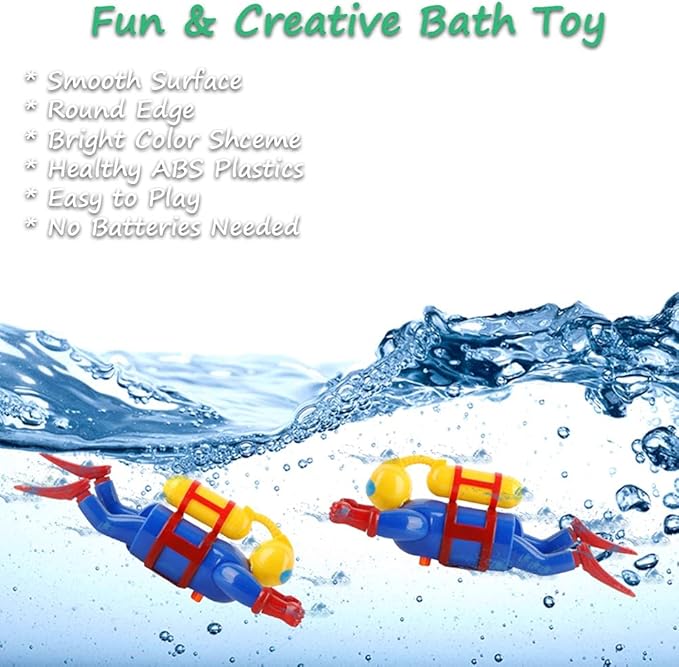 Miracland Wind-Up Scuba Diver Bath Toy ??Clockwork Swimming & Diving Action, Battery-Free Bathtub/ Pool Frogman Figure, BPA-Free STEM Gift (Diver)