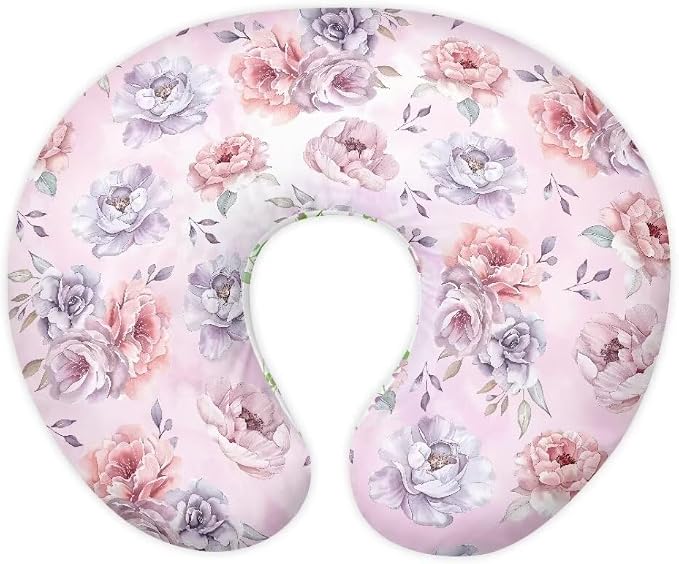 Rose Floral Nursing Pillow Covers Breastfeeding Pillow Slipcover for Baby Boys Nursing Pillow Slipcover for Girls Feeding Position Support Pillow Cover for 0-24 Months Infant