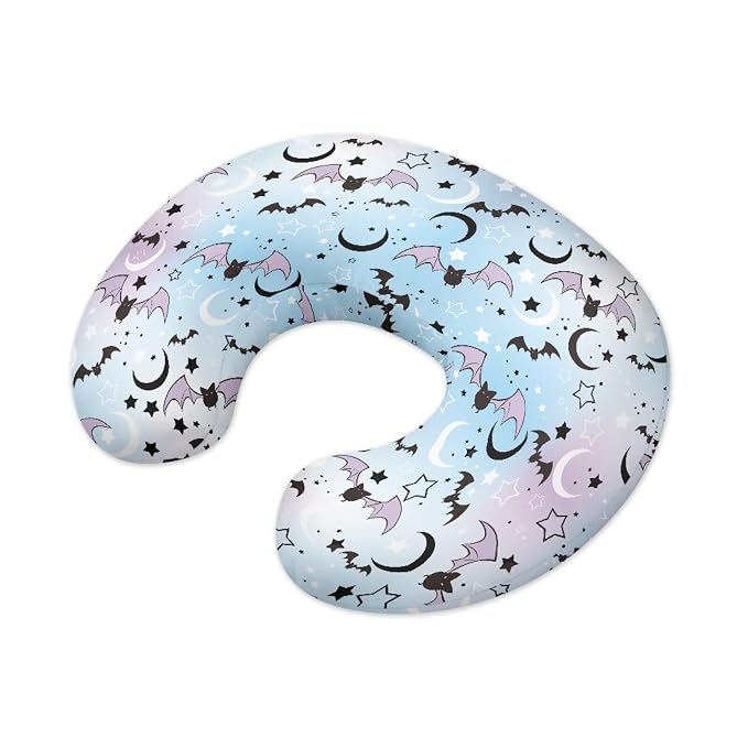 Bats Moon Baby Nursing Pillow Cover Breathable Durable Neutral Breastfeeding Pillow Cover with Hidden Zipper Soft Nursing Pillow Case for Halloween (22"x18"x6")