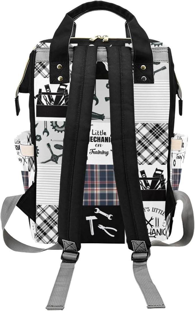 Custom Mechanic Diaper Bag Backpack for Mom Personalized Name Large Nappy Nursing Orangizer Mommy Bags, Waterproof Travel Daypack for Dad Mom Gifts