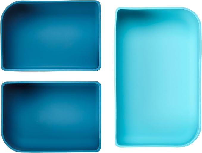LunchBots Build -a- Bento Lunch Box, Silicone Bento Box for Kids, Multi-Compartment Lunch Container, Oven & Dishwasher Safe, BPA Free, 32 oz - Tie Dye Dark Blue