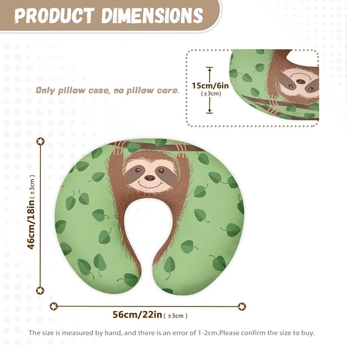 Forchrinse Funny Sloth Nursing Pillow Cover for Girls Princess Nursing Pillow Slipcover for Breastfeeding Moms,Easy to Care