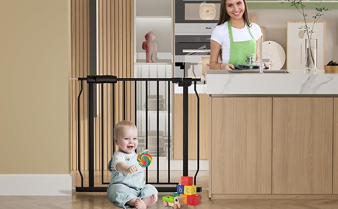 30" Tall Extra Wide Baby Gate for Doorway Indoor Dog Gates for The House Stairs Large Long Pet Gates for Dogs Safety Auto Close Hardware Pressure Mounted Gate (29.5"-47" Wide)