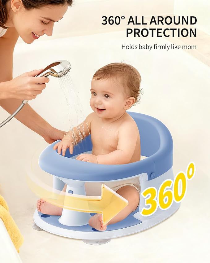 Baby Bath Seat for Babies 6 Months & Up, Bath Seats for Babies Sitting Up, Open Design, Non-Slip, Compact Toddler Bath Seat.
