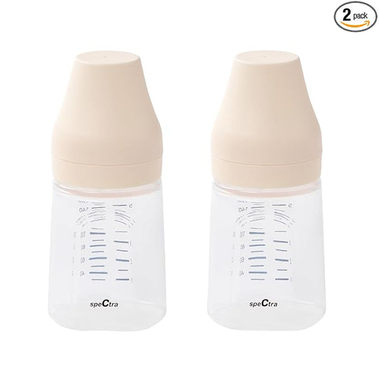 Spectra - Wide Neck Baby Bottles - Compatible with Spectra Breast Milk Pump Flanges (Pack of 2)