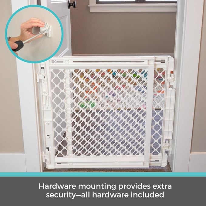 Toddleroo by North States - Stairway Secure Baby Gate: Plastic Baby Gate for Stairs & Doorways - Adjustable Indoor Safety Gate - Made in USA - 27 to 41 Inches Wide - 27 Inches Tall - Ivory