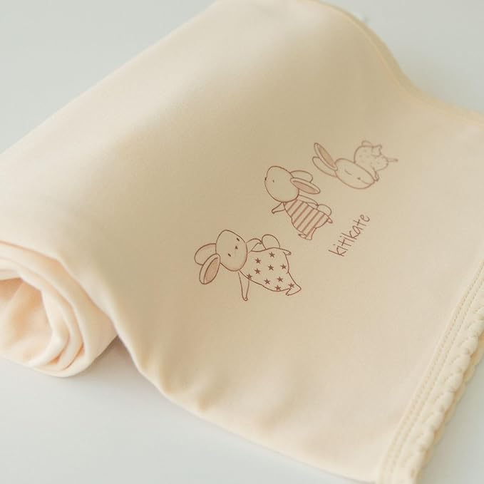 Kitikate Organic Cotton Baby Blanket, Two-Ply Double Layer, Soft & Breathable, 31.5 x 35.4 Inches (Natural)