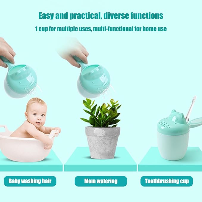 Tiny Tot Bath Rinse Cup - Child Shampoo Pourer, Cartoon Water Bucket for Hair Washing, Gentle Shower Accessory with Safety Grip, Bathroom Tool, Fun Bathing Aid for Daily Bathtub and Kids Bath Time