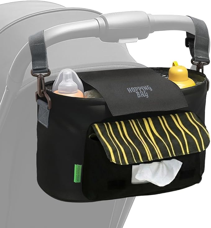 carrotez Universal Stroller Caddy ??Large Capacity Organizer with Cup Holders & Front Wipes Pocket