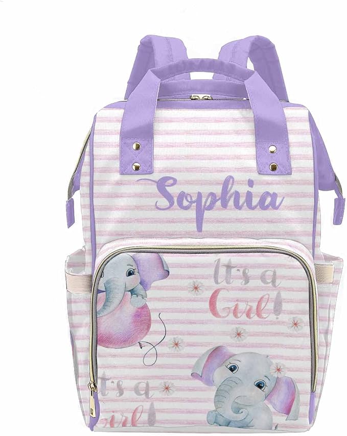 M YESCUSTOM Personalized Multifunction Diaper Bag Backpack Custom Baby Bag for Women Customized Stripe Waterproof Large Capacity Travel Daypack