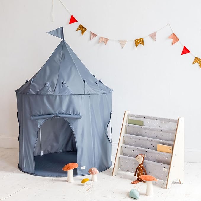 3 Sprouts Kids Play Tent - Sustainable Recycled Fabric ??Fun Spacious Childs Playhouse for Indoor Games for Boys & Girls - Durable Fort Pop Up House for Toddlers & Children Age 3-10 - Blue