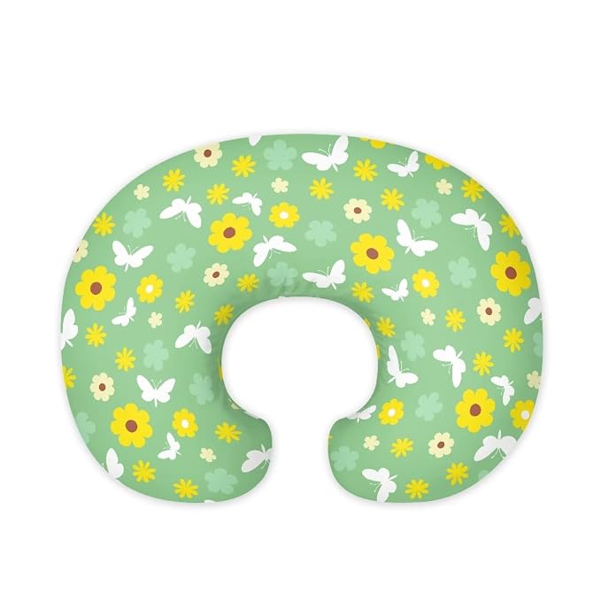 Butterfly Flower Nursing Pillow Covers Slipcovers for Breastfeeding Moms, Ultra Soft Breathable Feeding Pillow Slipcover for Baby Boy Girl