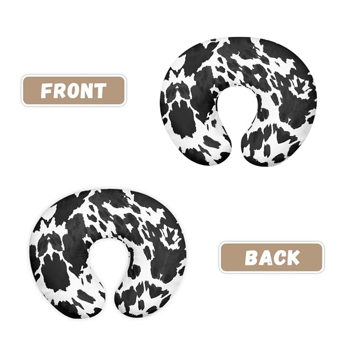 Jeiento Baby Nursing Pillow Cover for Girls Cow Print Breastfeeding Pillow Slipcover Ultra Soft Feeding Pillow Covers,Fits Naked Nursing Pillow