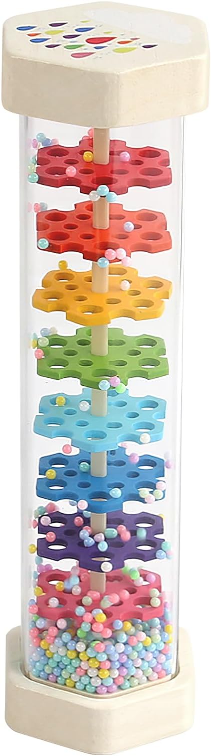 WODI Wooden Rain Stick Baby Toys 0-6-12 Months, Montessori Toys for Babies 6-12 Months, Developmental Toys Baby Rattles Infant Musical Instrument Baby Musical Toys for 1 Year Old Toddler Kids Gifts