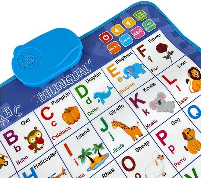 Spanish-English Interactive Learning Poster, Spanish Alphabet ABC Talking Poster with Ñ, Numbers 1-20 Educational Toy for Kids Ages 3+